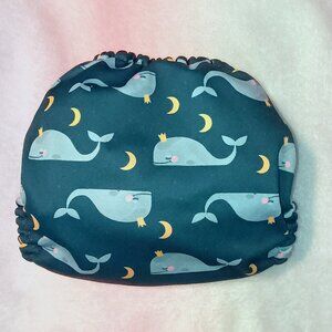Green Whales Yellow Moons OS Pocket Cloth Diaper by Mama Koala Cloth Diapers